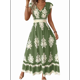 thumbnail image 1 of Vestidos de Verano para Mujer 2025, Informales, con Mangas con Volantes, Estilo Bohemio, para Playa, Color Verde , Talla XL, 1 of 6