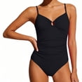thumbnail image 4 of CHGBMOK Womens One Piece Swimsuit Tummy Control Ruched Bathing Suit V Neck Push Up Spaghetti Straps Swimwear, 4 of 5