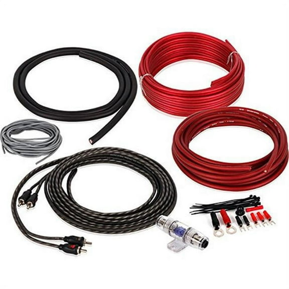 Belva BAK82 True 8 Gauge AWG Premium CCA Complete Amplifier Wiring Kit with OFC 2-Channel RCA Cable