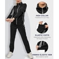 thumbnail image 3 of Women's 2Pc Full Zip Tracksuit, 4 Way Stretch Breathable with Reflective & Zipper Pockets for Gym Running Black 2XL, 3 of 8