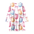 thumbnail image 4 of Vestido de manga larga con cuello redondo para niñas, vestido elástico de manga larga, corte A, estilo patinador con volantes, vestido de recital escolar, vestido de manga larga con cuello redondo par, 4 of 6