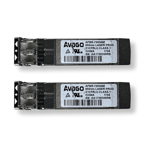 Pre-Owned Lot of 2 Broadcom Avago AFBR-709SMZ 10Gb SFP+ Optical Transceiver Module