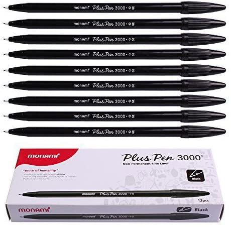 Fine Liner Pen Monami Plus Pen S Water-based Felt Tip Pen by Monami Black
