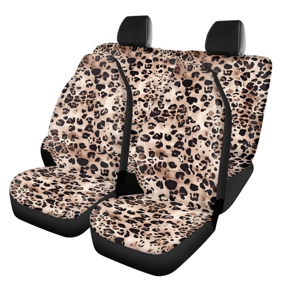 Uourmeti Leopard Print Car Seat Covers All Season Car Seat Covers Full Set Full Backrest Interior Accessories Car Interior Decor Fit for Truck SUV