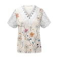 thumbnail image 2 of Cilsoka Boho Tops for Women Trendy, Short Sleeve Shirts for Women Casual 2026 Summer Fashion Lace Trim V Neck Shirt Tunic Tops Floral Blouses T Shirts, 2 of 4