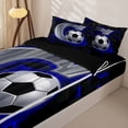 thumbnail image 3 of Castle Fairy Letter C Soccer Print Zipper Twin Comforter Sets with Fitted Sheet and 2 Pillowcases, Futuristic Cubes Zipper Bedding Set, Silver Black Blue,4-Piece,Black Reversible, 3 of 6