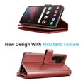 thumbnail image 4 of Galaxy S23 Ultra Case, Flip/Folio Cover Wallet Magnetic Closure Card Slots Cash Holder Stand Kickstand TPU Bumper Shockproof Protective Case for Samsung Galaxy S23 Ultra -Wine Red, 4 of 6