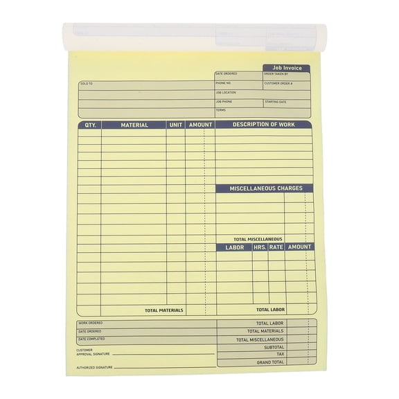 2pcs Invoice Receipt Book: Carbonless Work Invoice Receipt Book For Small Company Financial Records - Forms Pad For Office And Sales Tracking