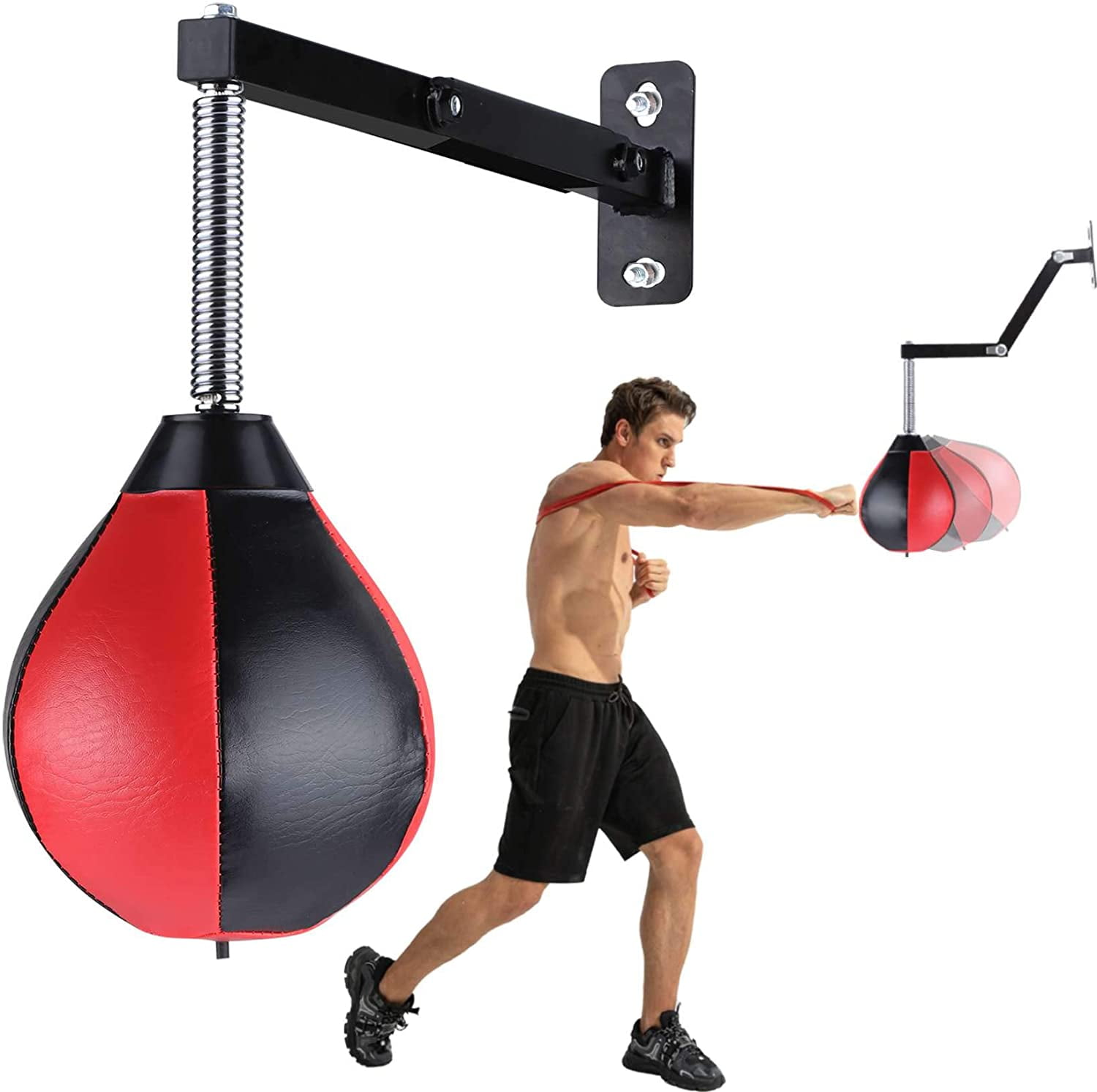 Punch Bag Bracket Wall Mount Heavy Duty Boxing Bag Hanger Punch Focus Speed Stands Steel Frame Ceiling Hook Rack MMA Training Home Gym Excersice Fitness Hand Wraps Men Women Bandages Gift