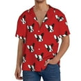 thumbnail image 3 of Xecao offers the Bulldog Red for Men's Casual Short-sleeved Shirt, a button-up collared shirt with a pocket, perfect for beach vacations and yacht travel in the 3X-Large size., 3 of 7