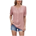 thumbnail image 2 of aidice Womens Tops V Neck Ruffled Short Sleeve Summer Tops T Shirts Fashion Casual Soft Basic Blouses Comfy Spring Tees, 2 of 7