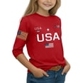 thumbnail image 4 of Abcomgle 4th Of July T Shirts for Toddler Girls 3/4 Sleeve Patriotic Tops Crew Neck Dressy USA Flag Graphic Tshirt Holiday Party Independent Day Tee Shirts,Red,3-4Years, 4 of 4
