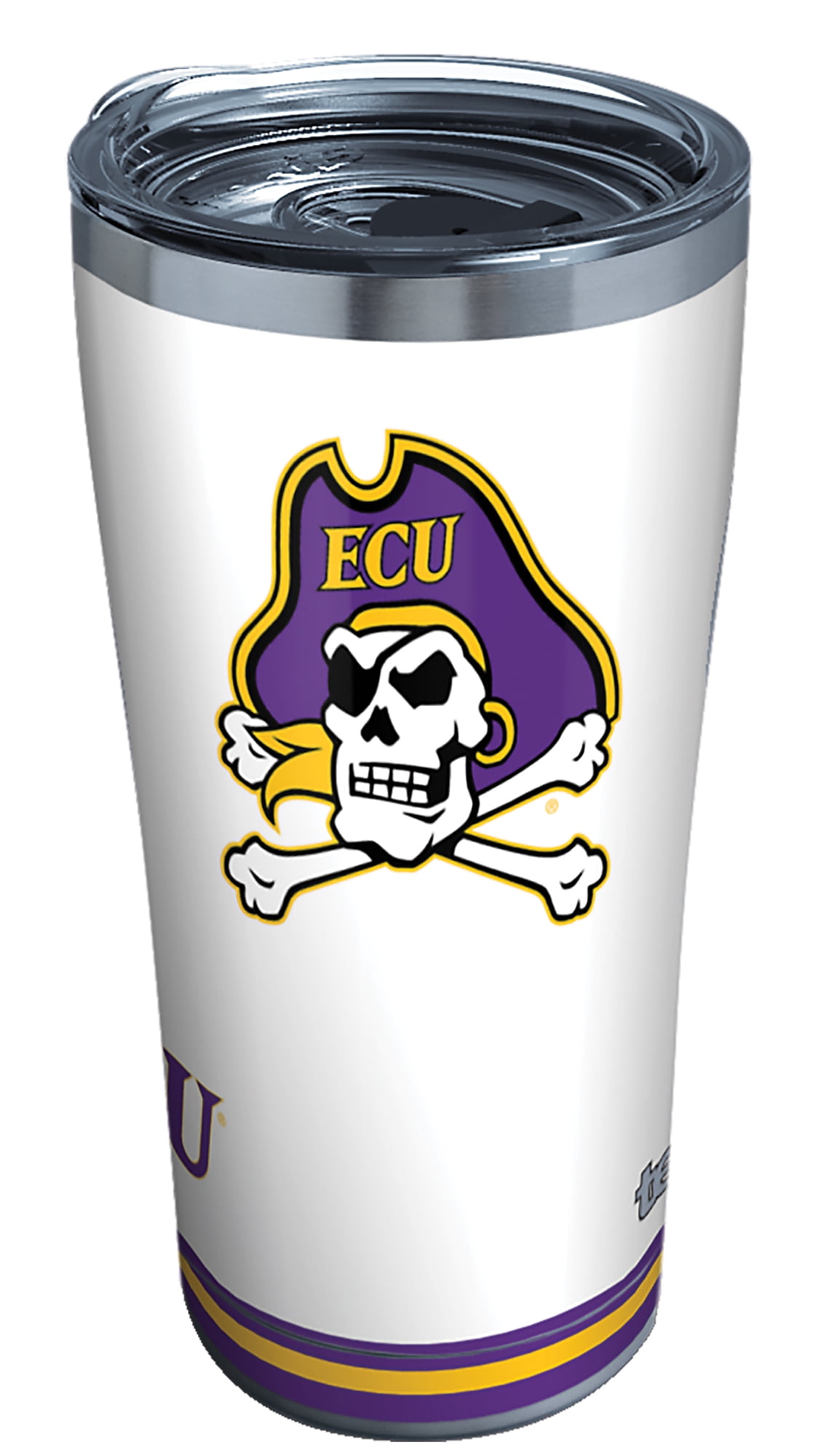 Clear Tervis 1142787 East Carolina Pirates Mascot Colossal Tumbler with Wrap and Royal Purple Lid 4 Pack 16oz 