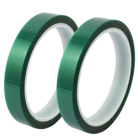 uxcell 2 Pcs 15mm x 33 Meters Green PET Adhesive Tape High Temperature Resistant Tape for PCB Soldering