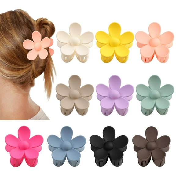 Flower Claw Clip 10 PCS Claw Clips, Hair Clips for Women Non Slip for Thick Hair Women Girls Gifts, 10 Colors