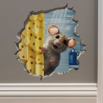 Shower Mouse in Mouse Hole Decal - Mouse Hole 3D Wall Sticker