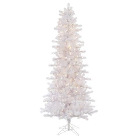 8.5' Slim Crystal White Artificial Christmas Tree - Warm White LED Lights