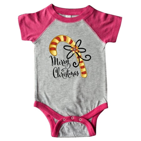 

Inktastic Merry Christmas Red and Gold Candy Cane Gift Baby Boy or Baby Girl Bodysuit