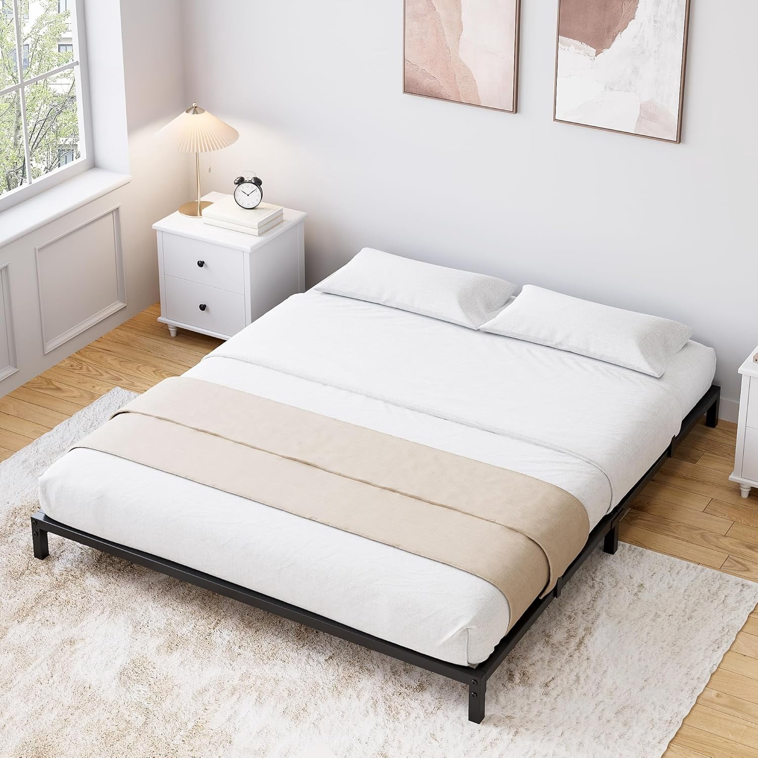 6 Inch Full Size Metal Bed Frame – Heavy Duty Platform Bed with Storage Space,Steel Support,No Box Spring Needed, Easy Assembly Mattress Foundation, Noise-Free,Black