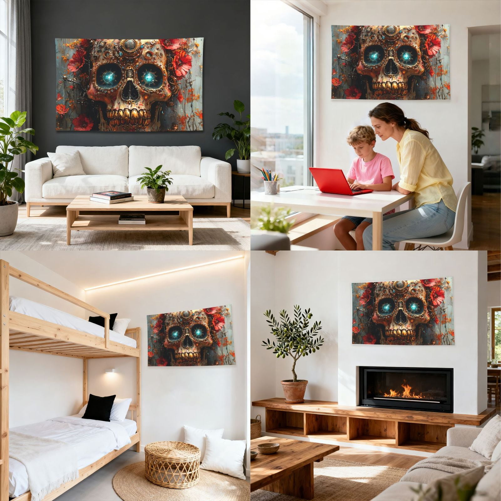 Sugar Skull Steampunk Four Hole Decorated Banner Flag for Garden Yard Home Decoration Indoor Outdoor 4x6 Ft