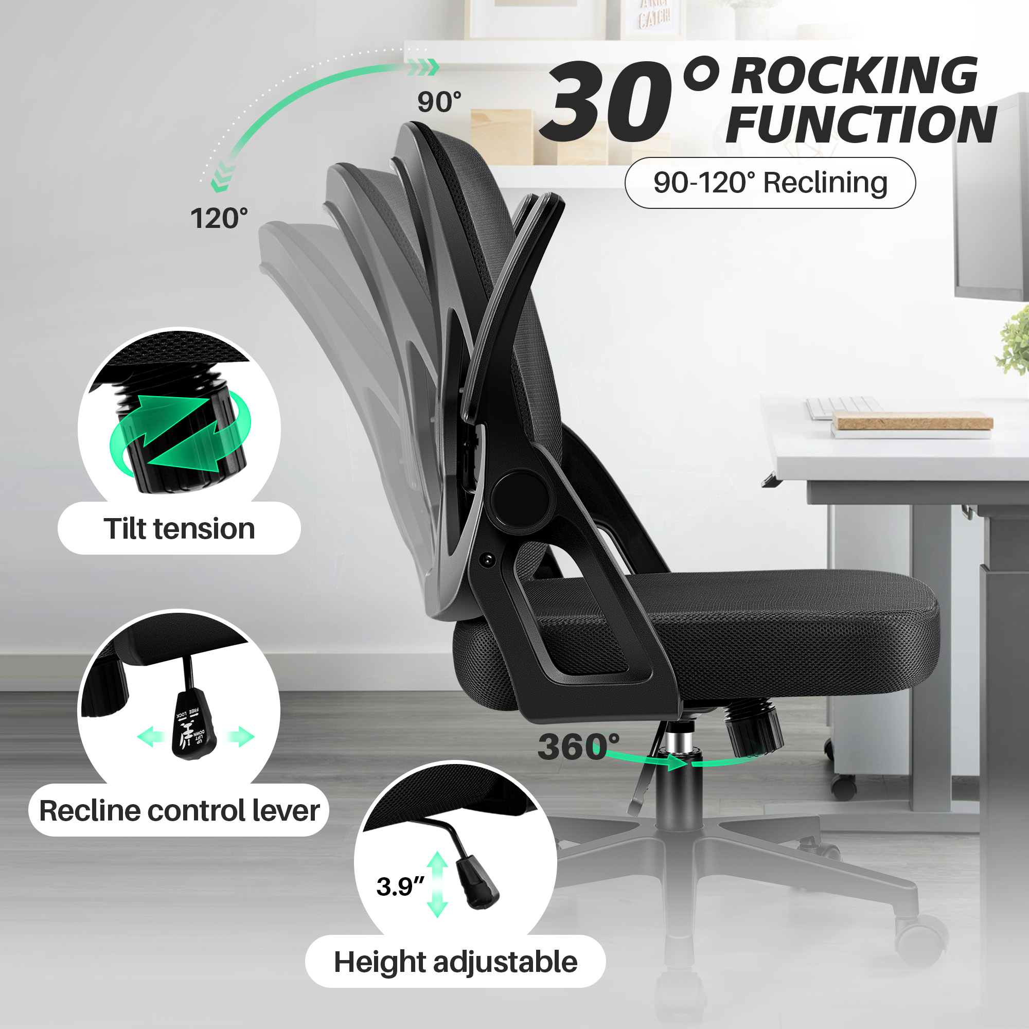 Coolhut Ergonomic Mesh Office Chair with Lumbar Support photo 5