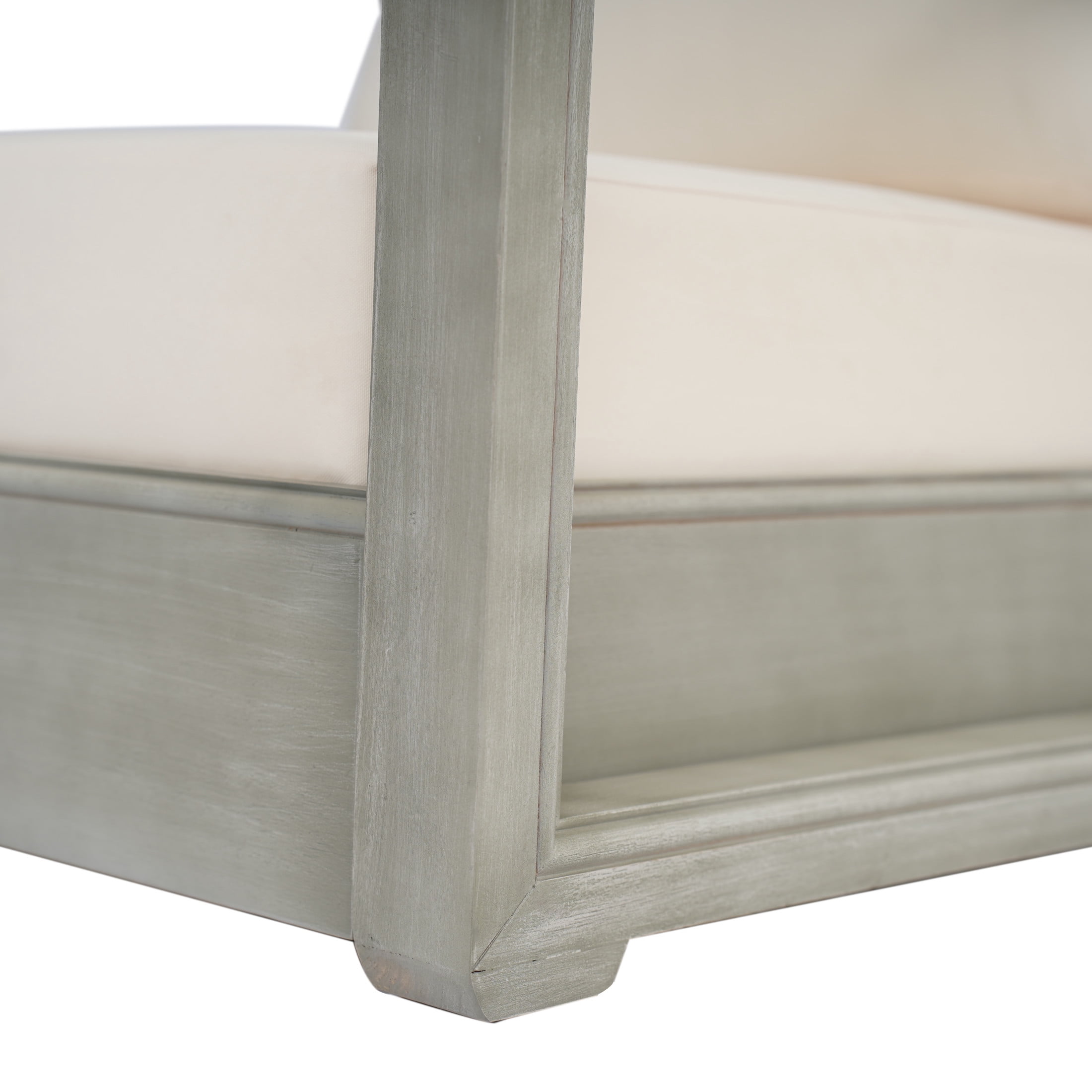 Christopher Knight Home Outdoor Club Chair, Light Gray Acacia Wood Frame with Slatted Design, Beige Cushions