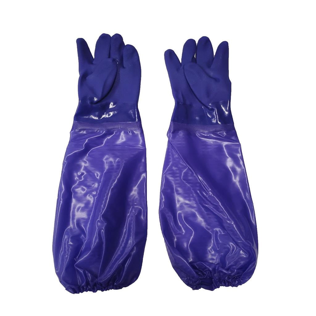 Non-Slip Oil Resistant Work Gloves Warm Long Sleeve Rubber Gloves Style 1