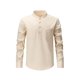 thumbnail image 1 of Blusa y camisa de manga larga con cuello alto para hombre, informal, de color liso, con cuello alto, manga larga, bolsillo con medio botón, blusa de poliéster para hombre, 1 of 4