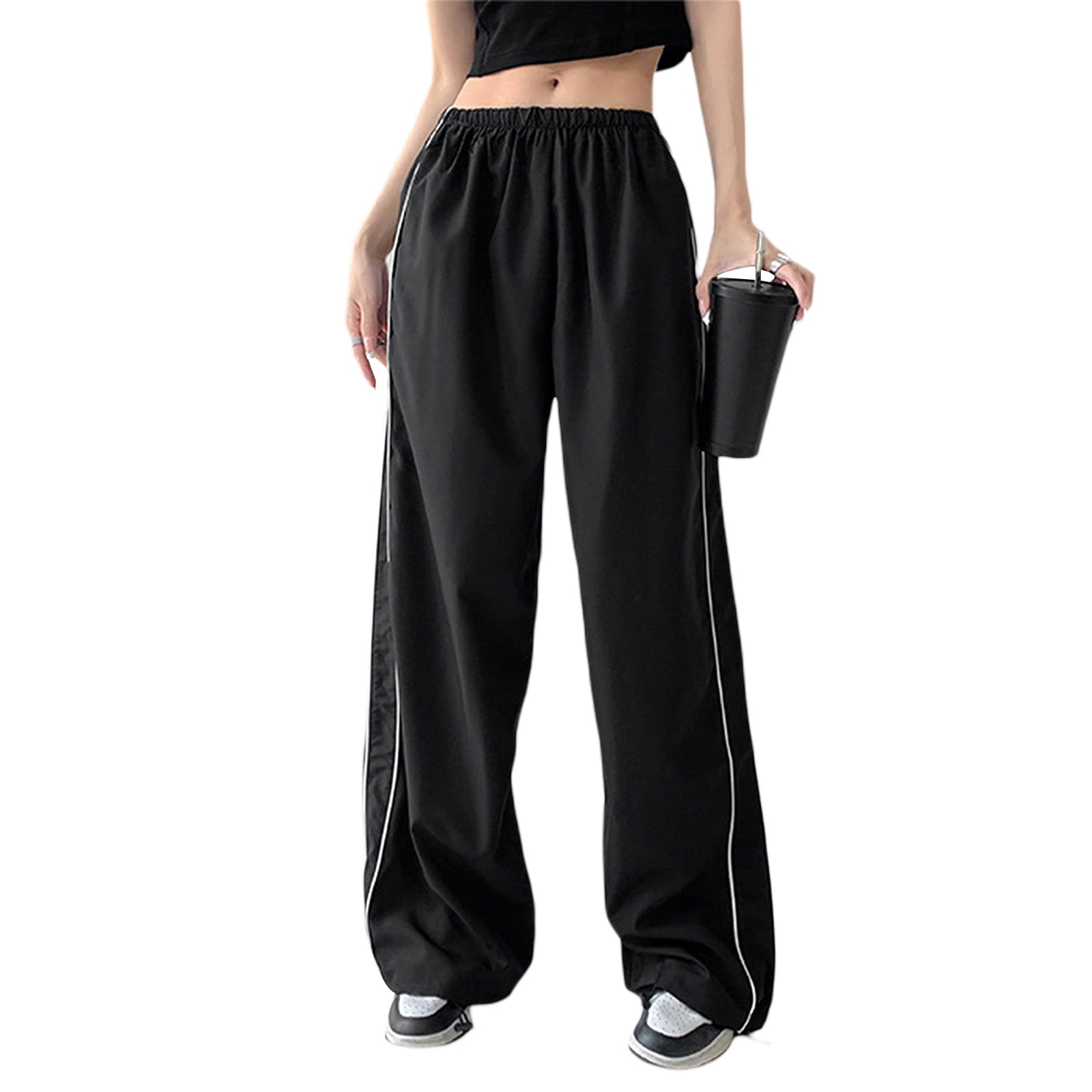  WONGCHOlCE Women Wide Leg Parachute Pants Elastic