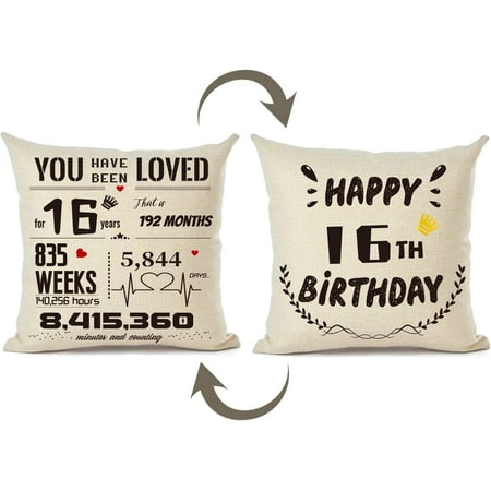 Sweet 16 Birthday Decorations Gifts for 16 Year Old Girl Boy Sweet Sixteen Gifts for Girls Daughter 16th Birthday Gifts for Teen Girls Boys Teenage – Sweet 16 Party Ideas Throw Pillow Cover 18X18