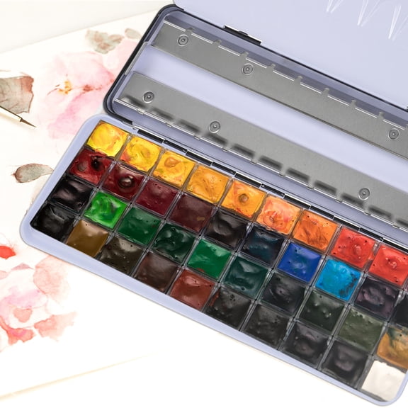 HEMOTON  Watercolor Paint Box Container Pigment Gouache Travel Black