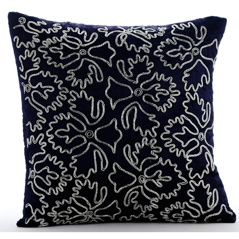One Navy Pillow Cover Decorative Pillows 18 X 18 Inch Navy Blue