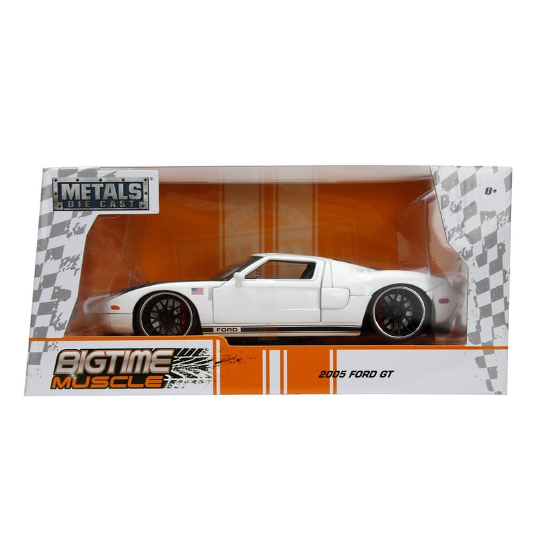 Big Time Muscle 1:24 2005 Ford GT Die-cast Car Black/White