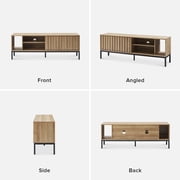 Mopio Norwin 64 TV Stand for TVs up to 70, Industrial Farmhouse, Shelves, Metal Legs (Riviera Oak)