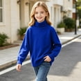 thumbnail image 6 of Fall Sweaters Nelozsy Kids Fashion Solid Color High Neck Long Sleeve Sweater Blue 6-7 Years, 6 of 8