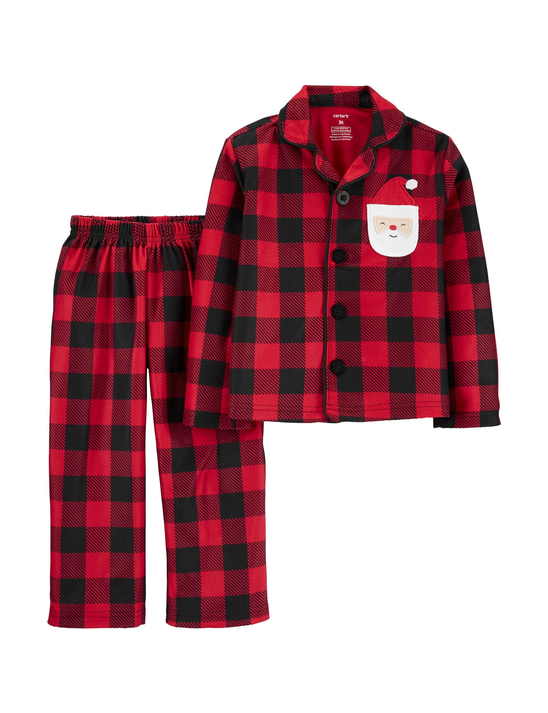 Carter's Sleepwear Boy's Sleepwear Buffalo Check Santa Pajama Set 5T