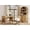 Walnut, variant on 2 Piece Office Set, 47" Modern Executive Desk with Charging Station and Drawers & 71"H Tall 5-Tier Arched Bookcases with Storage Cabinet for Living Room, Bedroom, Home Office