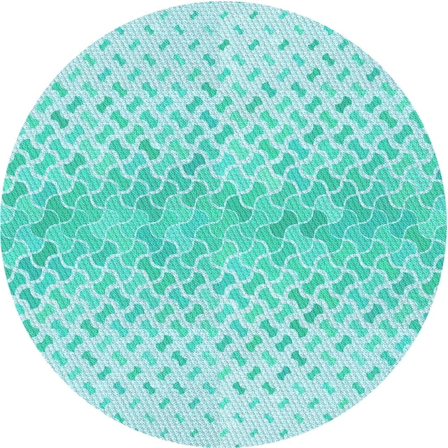 Ahgly Company Tapis Rond Lavable en Machine Intérieur Transitionnel Bleu Diamant Bleu, 5 Pieds Rond
