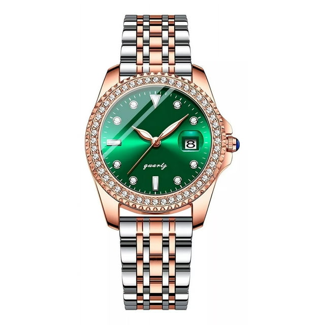 Reloj Acero Inoxidable Brillantes Esfera Fechador Cx Color de la correa Oro Rosado Plata