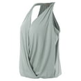 thumbnail image 2 of A2Y Women's V-Neck Sleeveless Drape Wrap Elastic Hem Halter Top Light Grey XL, 2 of 5