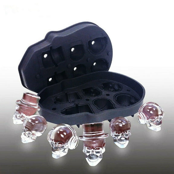 SMETA Ice Cube Trays 3D Silicone Skull Shape 6 Cells Mold for DIY Chocolate, Cocktails, Whisky