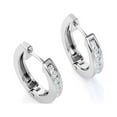 thumbnail image 4 of JeenMata Classic Pave-Channel 0.5 Carat Round Cut Diamond Semi-Eternity Chunky Hoop Earrings in 18K White Gold Plating over Silver, 4 of 4