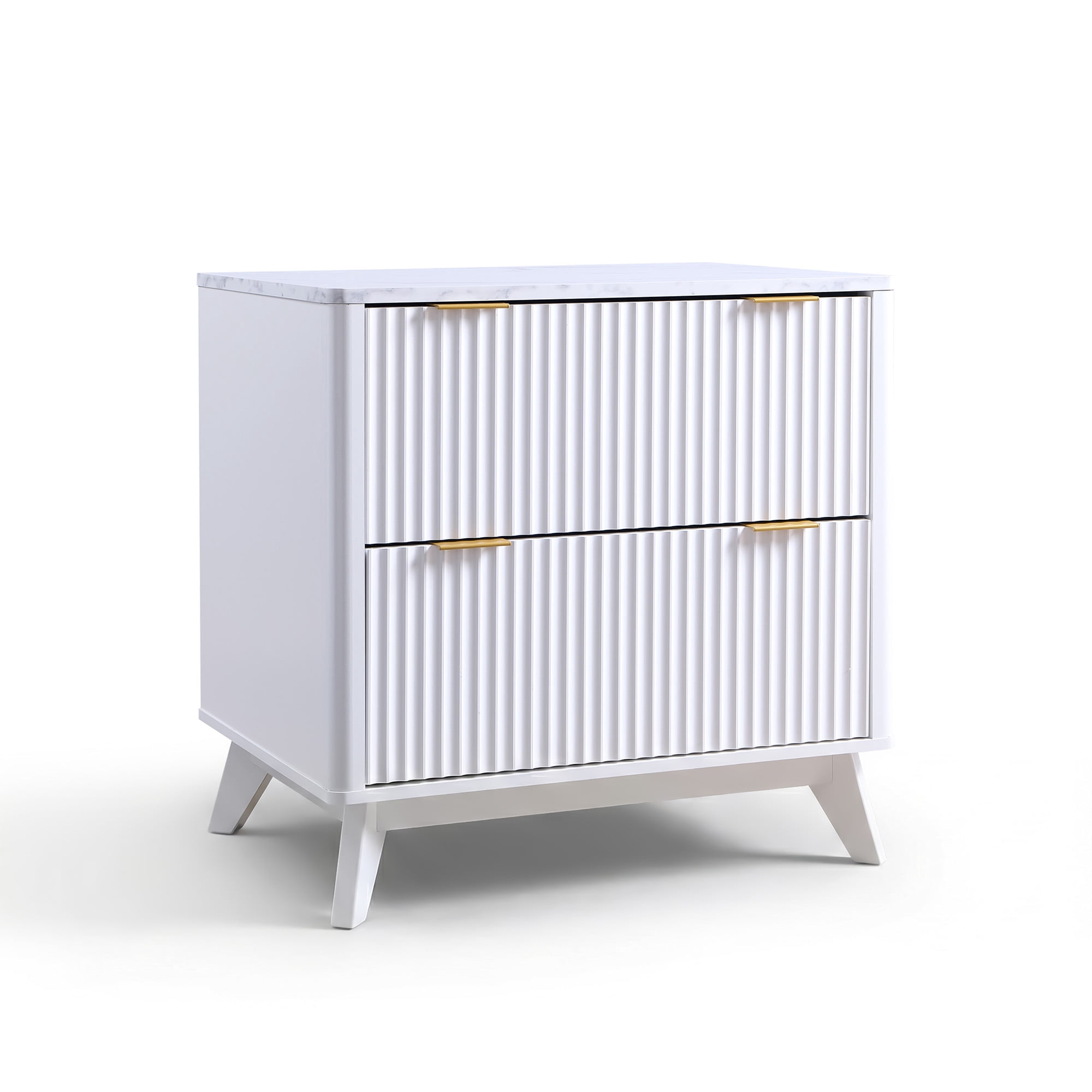 Keywhat Lateral File Cabinets with 2 Drawers, Modern Large Filing Organization with Fluted Texture Design for Letter/Legal/A4 Size Files, Home Office, White