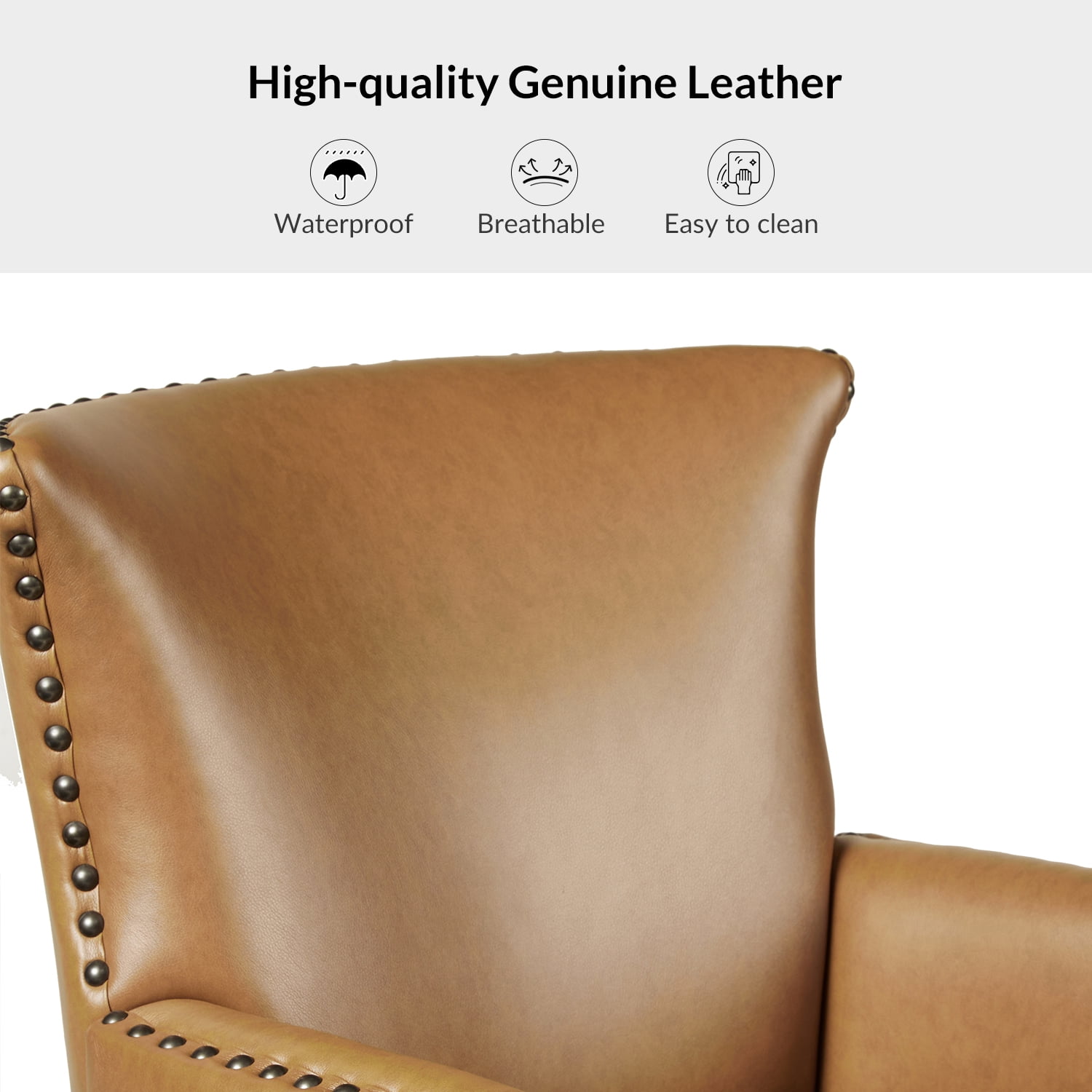 Faux Leather Accent Chairs Set of 2 Lounge Club Armchairs Home Living Room Camel