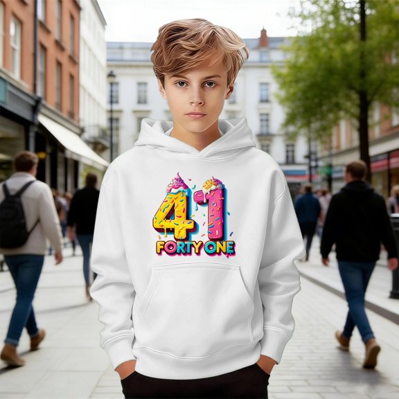 Boys Girls Graphic Print Hooded Sweatshirt Casual Pullover Jacket With Pocket For Kids Youth