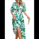 thumbnail image 3 of Vestidos de Verano para Mujer 2025, Informales, con Mangas Abullonadas, Cuello en V, Florales, Estilo Bohemio, Vestido . Verde M, 3 of 10