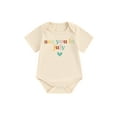 thumbnail image 2 of Baby Bubble Romper Short Sleeve Round Neck Letter Print Bodysuit Pregnancy Announcement Playsuit, 2 of 10