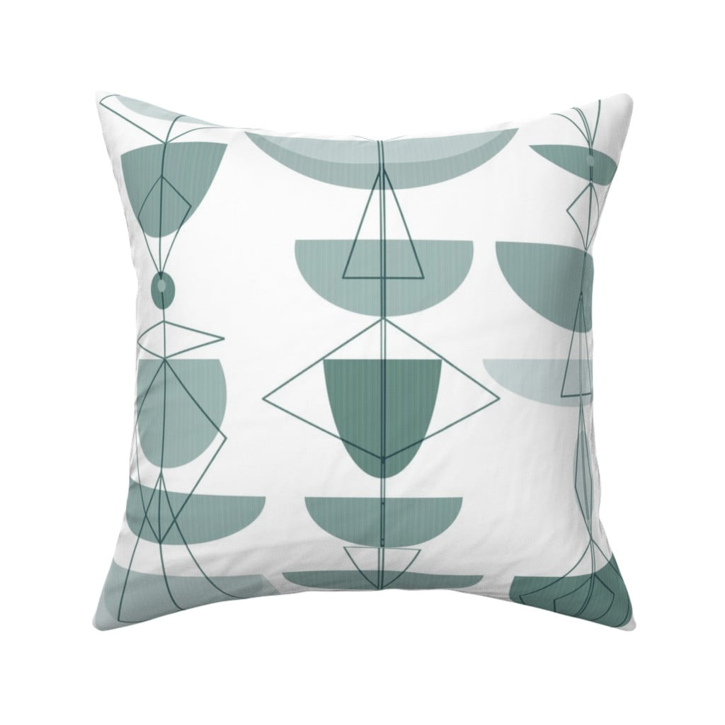 Abstract Vintage Geometric Blue Throw Pillow Cover w Optional Insert by Roostery 