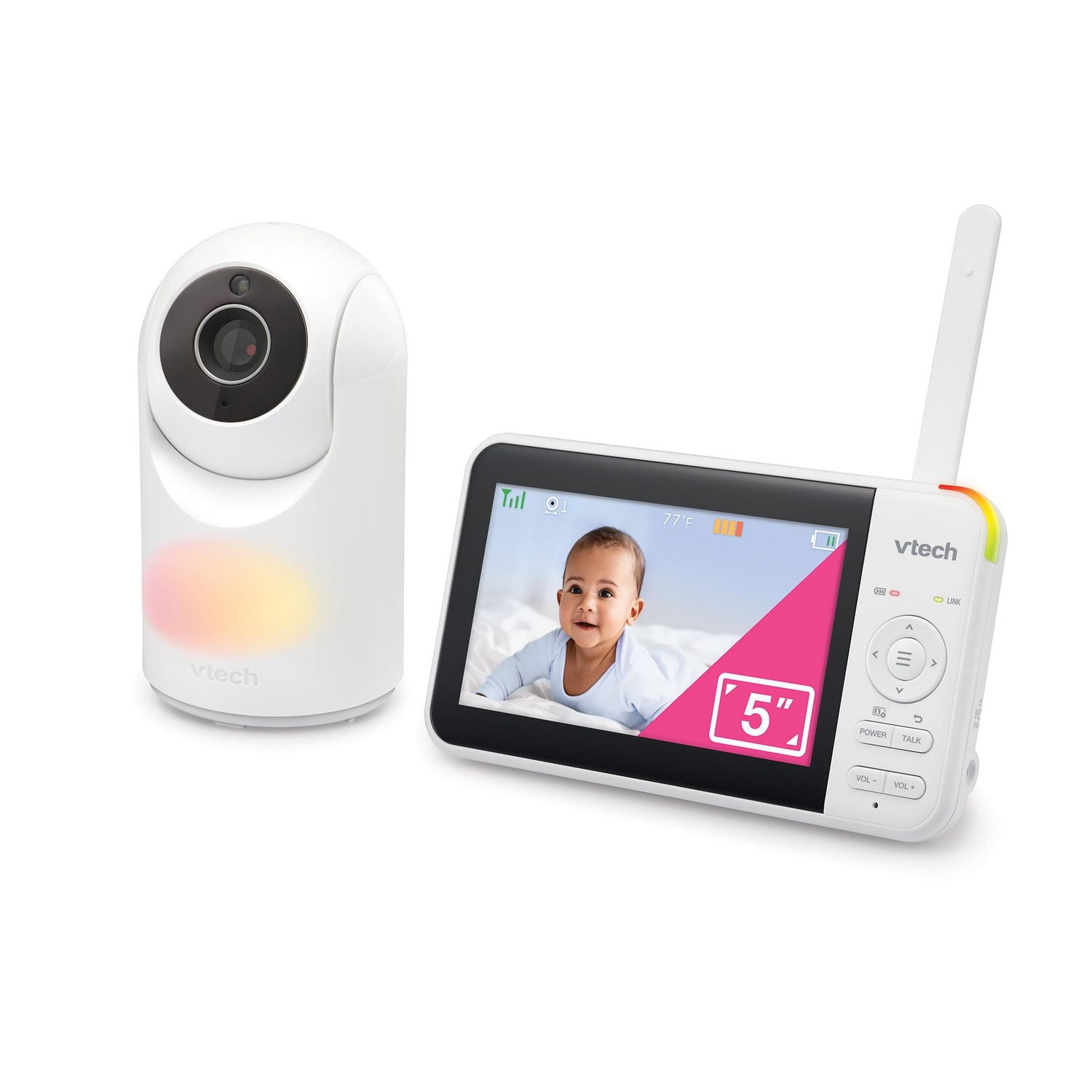 VTech VM5267 5” Digital Video Baby Monitor with Pan and Tilt and Night Light - White