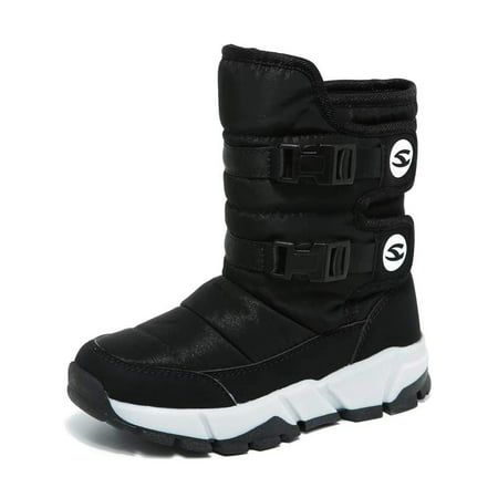 OwnShoe Snow Boots for Boys and Girls Keep Warm Faux Fur Lining Outdoor Kids (Best Hunting Boots To Keep Feet Warm)